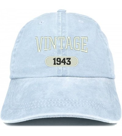 Baseball Caps Vintage 1943 Embroidered 77th Birthday Soft Crown Washed Cotton Cap - Light Blue - CV180W06ONH $15.38