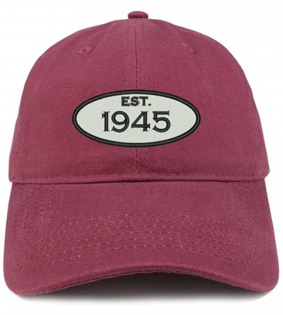 Baseball Caps Established 1945 Embroidered 75th Birthday Gift Soft Crown Cotton Cap - Maroon - C7180L8TKXL $14.01