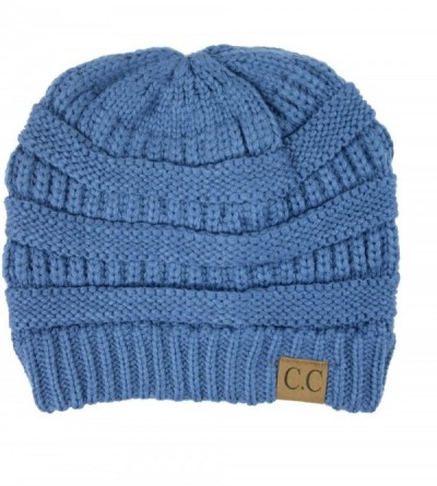 Skullies & Beanies Soft Stretch Chunky Cable Knit Slouchy Beanie Hat - Denim - CN12NTBW3HB $12.94