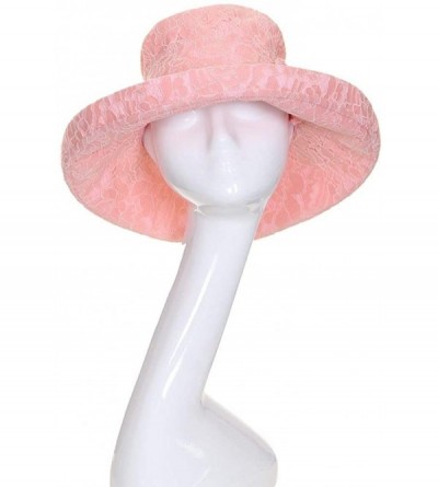 Sun Hats Women's Adjustable Floral Lace with Ribbon Accent Cotton Beach Summer Sun Hat - Rose - CX18QYMACGQ $22.20