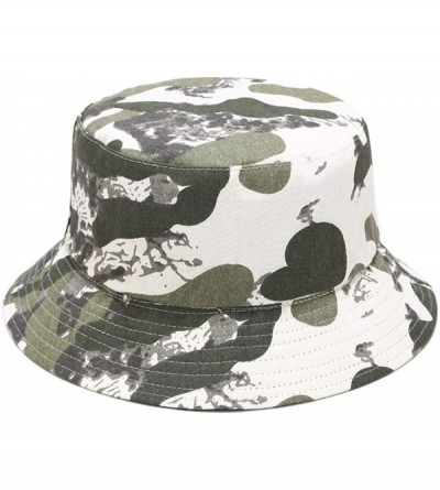 Bucket Hats Unisex Print Double-Side-Wear Reversible Bucket Hat - Green Camouflage - C7196WED9XU $23.70
