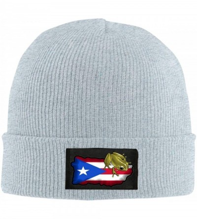 Skullies & Beanies Puerto Rico Coqui Beanie Hat Winter Warm Knit Skull Hat Cap for Adults Unisex Black - Gray - CS18M28RT05 $...