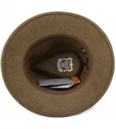 Fedoras Classic Traveller II Wool Felt Fedora Hat Packable Water Repellent - Kaki-chine - CB1889NWQXK $32.27