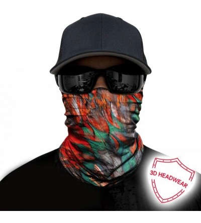 Balaclavas Seamless Bandana Face Mask Rave Men Women for Dust Sun Wind Protection - Feather Red Green - CE18QY3HKUH $11.80