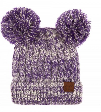 Skullies & Beanies Hatsandscarf Exclusives Cable Knit Double Pom Winter Beanie (HAT-60)(HAT-23) - Purple Mix - CR18A7NHD0G $1...