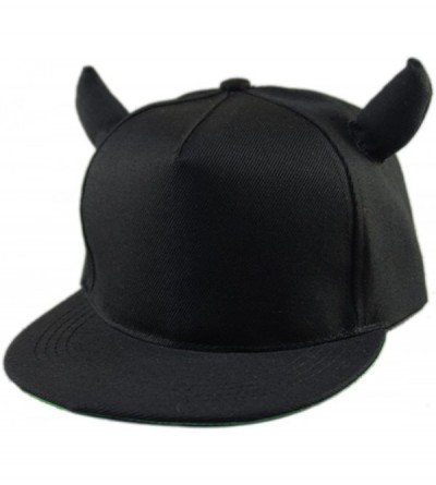 Baseball Caps Women's Devil Ox Horn Hat Baseball Cap - Black - CM127E6WM0Z $14.58