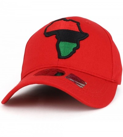 Baseball Caps Red Black Green Africa Map Embroidered Structured Baseball Cap - Red - CH18CC8UTGW $12.04