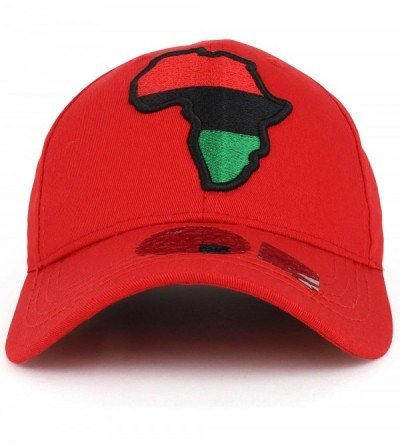 Baseball Caps Red Black Green Africa Map Embroidered Structured Baseball Cap - Red - CH18CC8UTGW $12.04