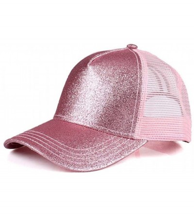 Baseball Caps Glitter Messy High Buns Trucker Ponycap Ponytail Baseball Adjustable Cap for Women Girl - Pink - CN18QQC2734 $1...
