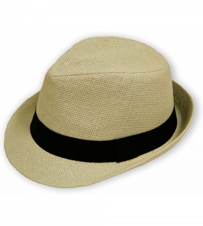 Fedoras Women/Men Straw Fedora Hat - Natural - C612EBP0HO5 $16.71