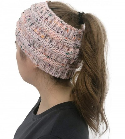 Skullies & Beanies Womens Beanie Hats - Women Winter Warm Hat Stretchy Knitted Headwear Soft Horsetail Messy Hats - Pink 02 -...
