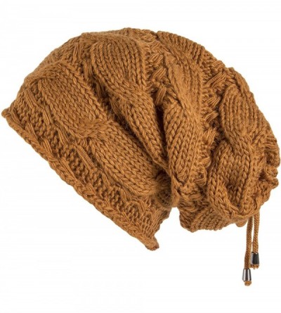 Skullies & Beanies Cable Knit Slouchy Chunky Oversized Soft Warm Winter Beanie Hat - Mustard - CU186Y50C4X $9.68