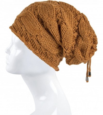 Skullies & Beanies Cable Knit Slouchy Chunky Oversized Soft Warm Winter Beanie Hat - Mustard - CU186Y50C4X $9.68