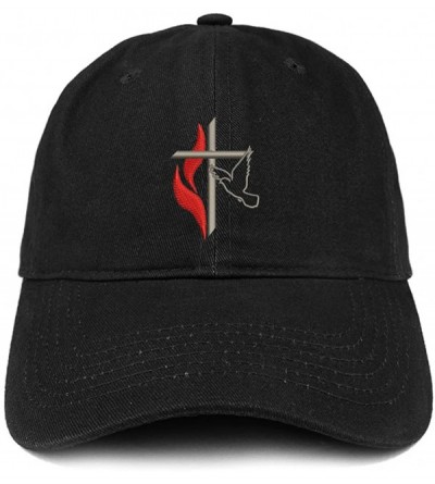 Baseball Caps Methodist Cross and Dove Embroidered Brushed Cotton Dad Hat Ball Cap - Black - CX180D9ZQTD $15.63