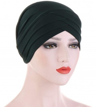 Skullies & Beanies Hijab Chemo Cancer Beanies Turbans Hats Cap Twisted Hair Cover Headwrap Turban Headwear for Women - Dark G...