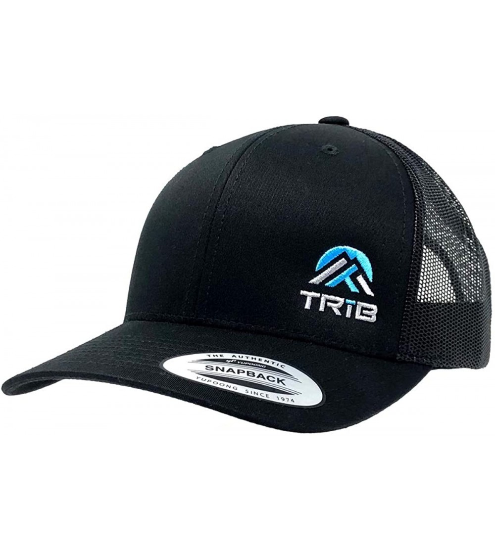 Baseball Caps Trucker Hat Flexfit Snapback Men's Mesh - Black With Blue/Grey - CX18KLHHKTN $15.59