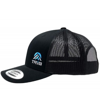 Baseball Caps Trucker Hat Flexfit Snapback Men's Mesh - Black With Blue/Grey - CX18KLHHKTN $15.59