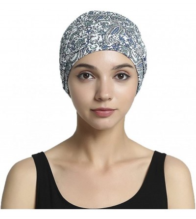 Skullies & Beanies Bamboo Double Layered Comfort Fashion Chemo Cancer Hat Daily Use - Blue Pattern - C1187NQTNA3 $24.15