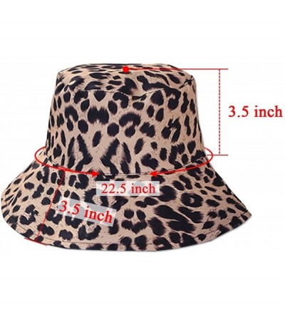 Bucket Hats Women Reversible Bucket Hat Fashion Leopard Fisherman Hats Packable Floppy Sun Cap - Black - C318YCMQ8HY $13.22