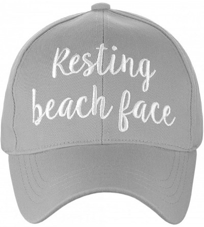 Baseball Caps Women's Embroidered Quote Adjustable Cotton Baseball Cap- Resting Beach Face- Gray - C4180TX9HLY $17.01