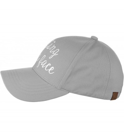 Baseball Caps Women's Embroidered Quote Adjustable Cotton Baseball Cap- Resting Beach Face- Gray - C4180TX9HLY $17.01