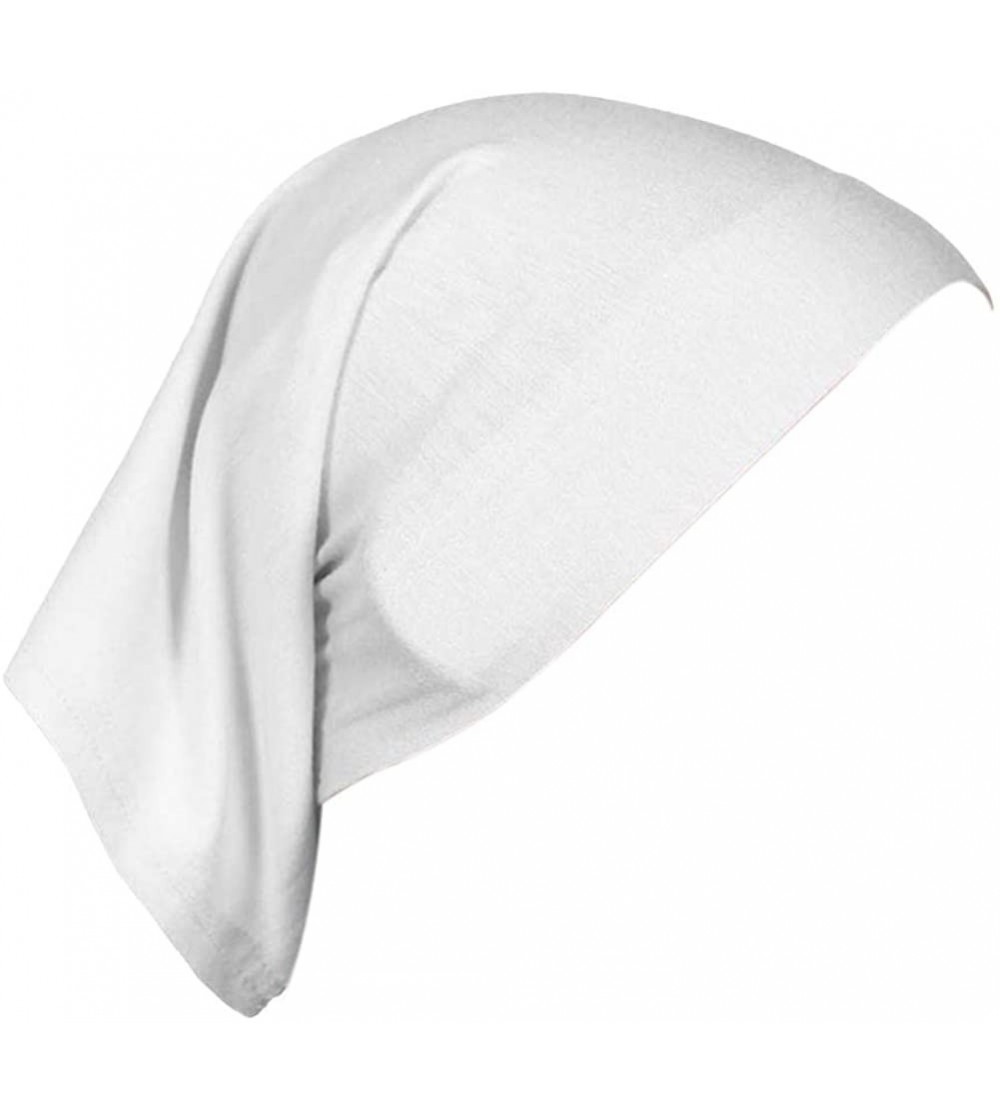 Skullies & Beanies Women's Hijab Cap Under Scarf Bone Bonnet Head Wrap Cover - White - CD120UVBI8D $11.99