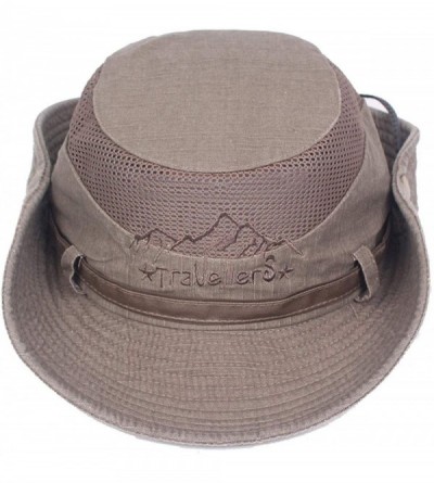 Sun Hats Men Summer Cotton Cowboy Sun Hat Wide Brim Bucket Fishing Hats - Grey - CW183LSX5TQ $15.76