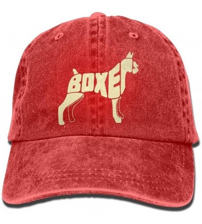Baseball Caps Adult Fashion Sports Denim Baseball Boxer Dog Art Classic Dad Hat Adjustable Plain Cap - Red - C618LZMGIO3 $20.27