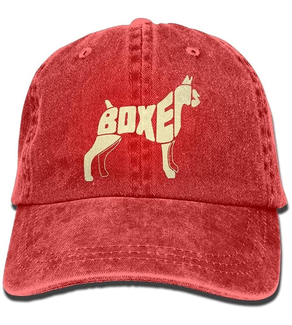 Baseball Caps Adult Fashion Sports Denim Baseball Boxer Dog Art Classic Dad Hat Adjustable Plain Cap - Red - C618LZMGIO3 $12.60