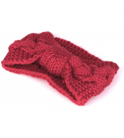 Cold Weather Headbands Women's Cable Knitted Turban Headband Soft Ear Warmer Head Wrap - Wine Red - C9184AD25L5 $10.30