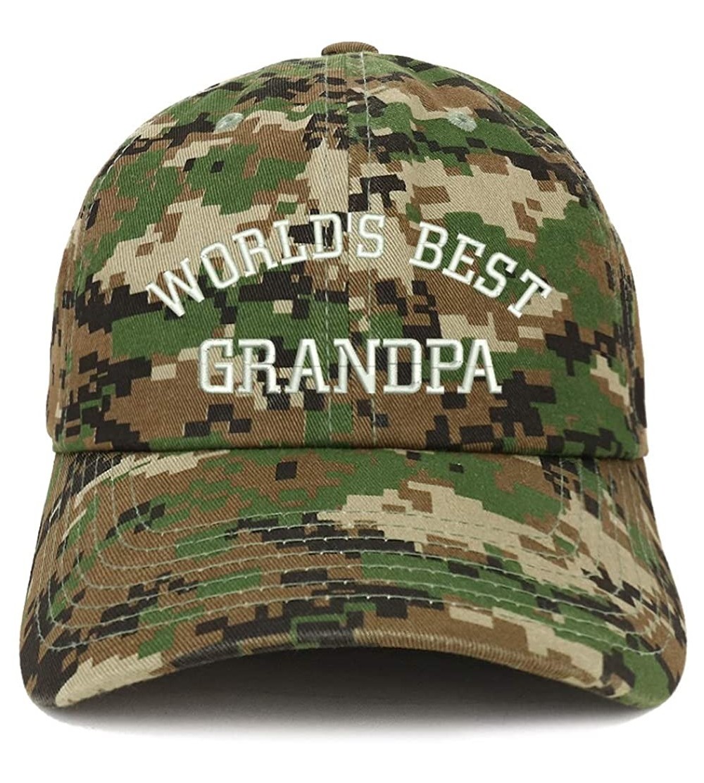 Baseball Caps World's Best Grandpa Embroidered Brushed Cotton Cap - Digital Green Camo - C818KIWZGYK $18.11
