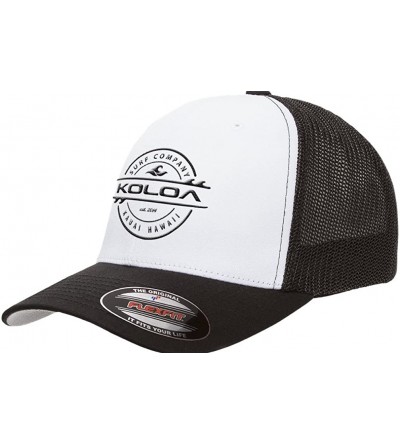 Baseball Caps Flexfit 6511 Truckers Caps - White-black Mesh With Black Logo - C912E36IW99 $21.15