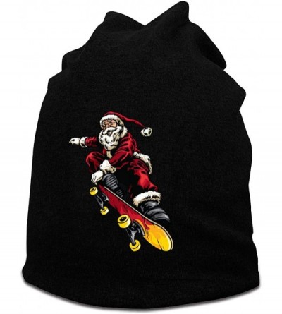 Skullies & Beanies Slouchy Beanies Hat Santa Riding Skateboard Men Watch Cap - Santa Riding Skateboard /Black - CU1927DU4CI $...