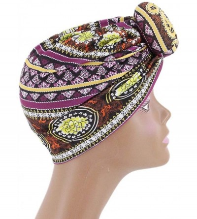 Skullies & Beanies Shiny Metallic Turban Cap Indian Pleated Headwrap Swami Hat Chemo Cap for Women - Purple - C518A4NRDR9 $8.03