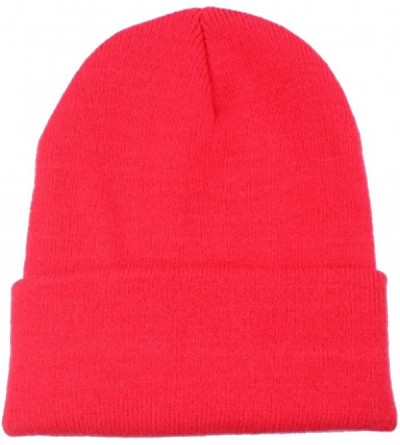 Skullies & Beanies Neutral Winter Fluorescent Knitted hat Knitting Skull Cap - Watermelon Red - CU187WD2WG2 $7.41