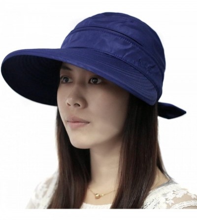 Sun Hats Chic Butterfly Sun Hat Wide Brim Summer Sun Visor Floppy Fold Beach Hat for Women Girls with Stylus - Blue - CZ11V9O...