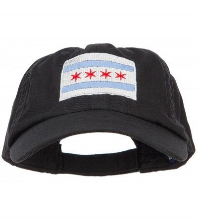 Baseball Caps Chicago Flag Embroidered Low Cap - Black - CU182Q34DRG $26.00