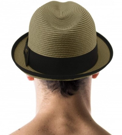 Fedoras Men's Classy Travel Crushable 2tone Derby Fedora Upturn Curl Brim Hat - Gray - CS18Q9U74C5 $27.16