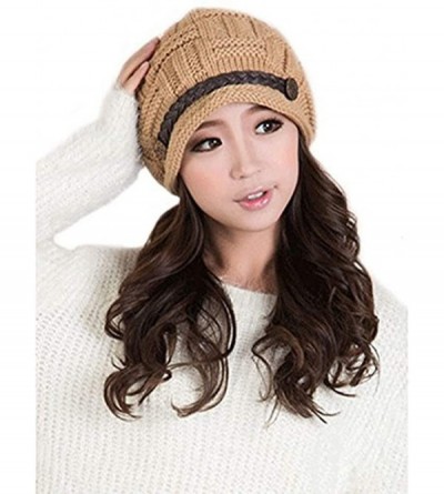 Skullies & Beanies Women's Braided Warm Winter Baggy Beanie Oversized Crochet Ski Hats Knit Caps Snowboard Caps - Beige - C21...