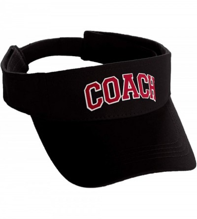 Baseball Caps Classic Sport Team Coach Arched Letters Sun Visor Hat Cap Adjustable Back - Black Hat White Red Letters - CI18H...