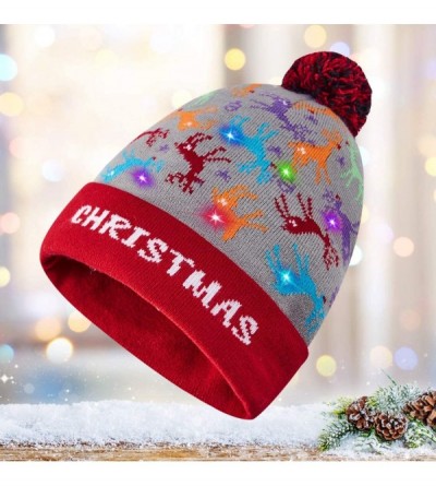 Skullies & Beanies Led Christmas Hat Adult Kids Light Up Warm Cap Xmas Knit Winter Beanie - Multicoloured-010 - CA18YC6YAW7 $...