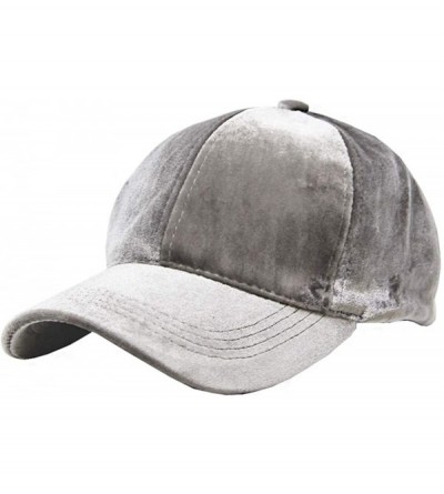 Baseball Caps Unisex Plain Soft Velvety Baseball Cap Hat Adjustable Band - Grey - C118IA3DK0K $10.34
