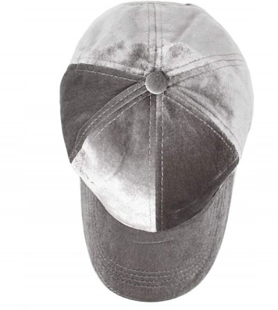 Baseball Caps Unisex Plain Soft Velvety Baseball Cap Hat Adjustable Band - Grey - C118IA3DK0K $10.34