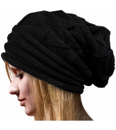 Skullies & Beanies Women's Solid Color Wool Knit Hats Earmuffs Parent-Child Caps - Black2 - CC18ULLM7YL $21.44