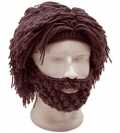 Skullies & Beanies Men Women Knit Bearded Hats Handmade Wig Winter Warm Ski Mask Beanie Cap - Grey - CC18HQKII94 $13.42