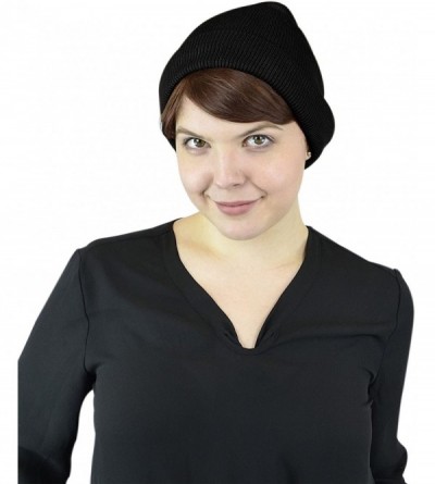 Berets Women's Without Flower Accented Stretch French Beret Hat - Black - C1125QXXOEB $10.73