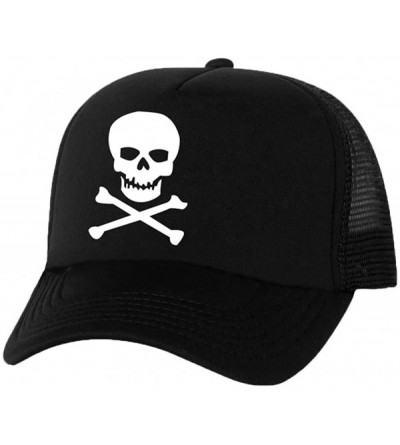 Baseball Caps Skull and Cross Bones Truckers Mesh Snapback hat - Black - C411NKH39I7 $33.85