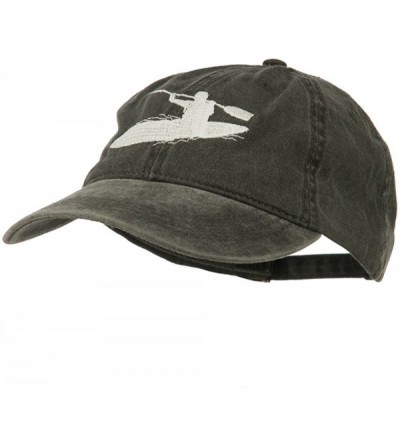 Baseball Caps Sports Kayak Embroidered Washed Dyed Cap - Black - C811ONYW2MZ $22.62
