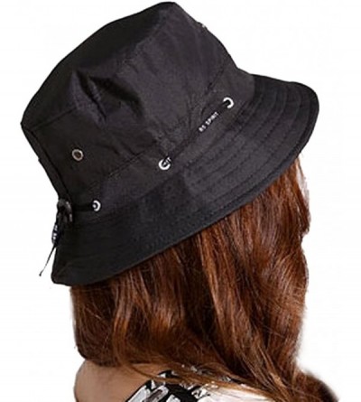 Bucket Hats Unisex Women Folding Cotton Outdoor Travel Fishing Flat Sun Visor Bucket Hat Cap - Black - C112EL3IK0P $10.09