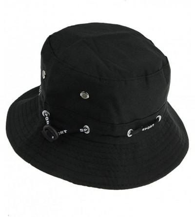Bucket Hats Unisex Women Folding Cotton Outdoor Travel Fishing Flat Sun Visor Bucket Hat Cap - Black - C112EL3IK0P $10.09